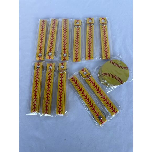 12Pcs Softball Ribbon Keychains, Softball Wristlet Lanyard keychain - Picture 6 of 6